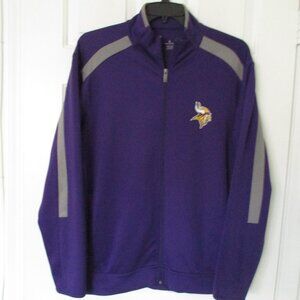 Antigua Mens L/S NFL Minnesota Vikings Full Zip Purple Stretch Sweater NWOT - L